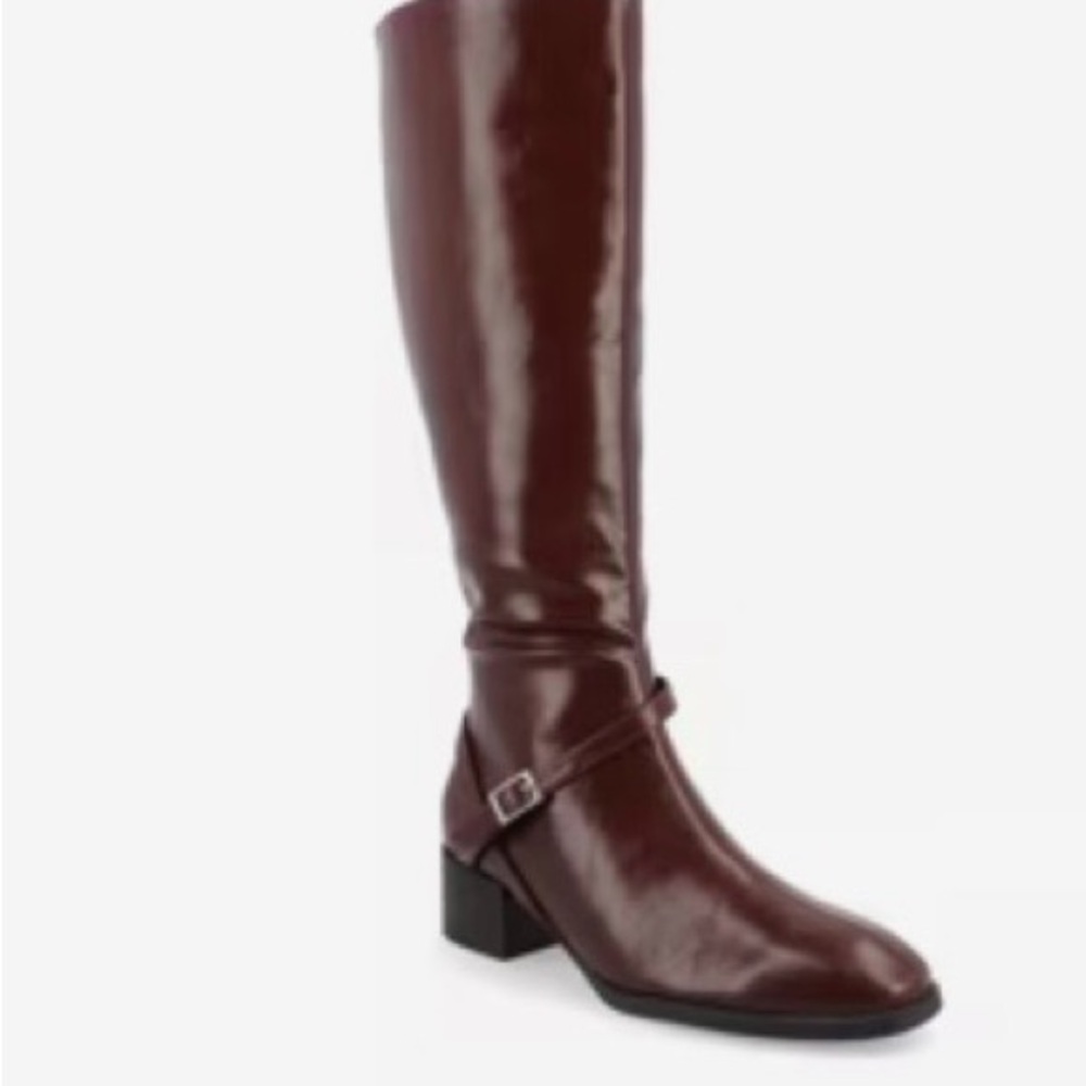 Journee Collection Women's Rhianah Stacked Block‎ Heel Square Toe Boots, Brown